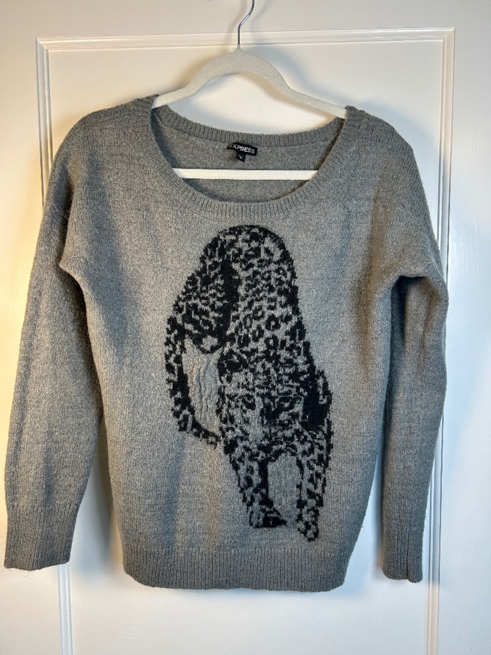 Leopard print sweater by Express Grey/Black size LG